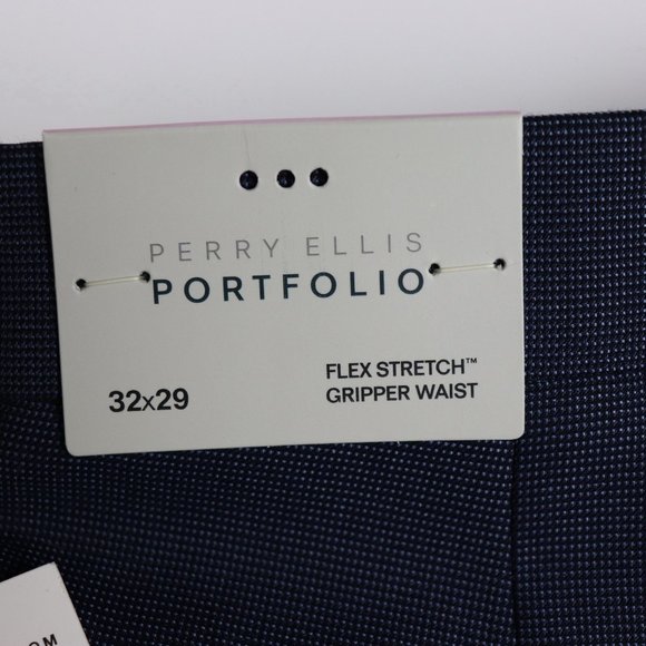 NWT Perry Ellis Bering Sea Blue Slim Fit Pin Check Dress Pants - Picture 5 of 7